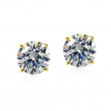 9ct Yellow Gold 4 Claw Round Stone Set Stud Earrings