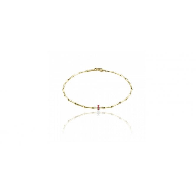Chimento Bamboo Shine 18ct Yellow Gold Ruby Set Bracelet