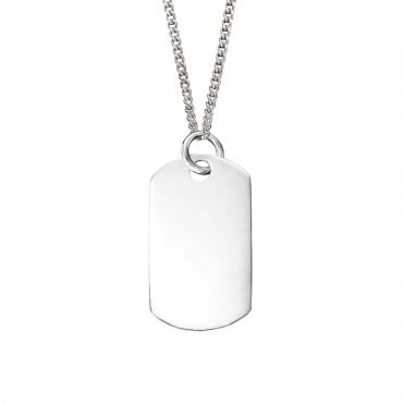 Beginnings Mens Silver Polished Dog Tag 51cm Chain