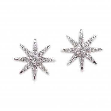 Carat Sterling Silver Stone Set Star Vega Studs