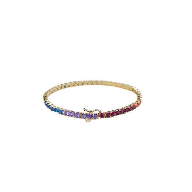 CARAT London Carat Yellow Gold Plated Rainbow Tennis Bracelet