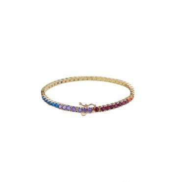 Carat Yellow Gold Plated Rainbow Tennis Bracelet