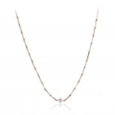 Chimento Bamboo Shine 18ct Rose Gold Diamond Set Necklace