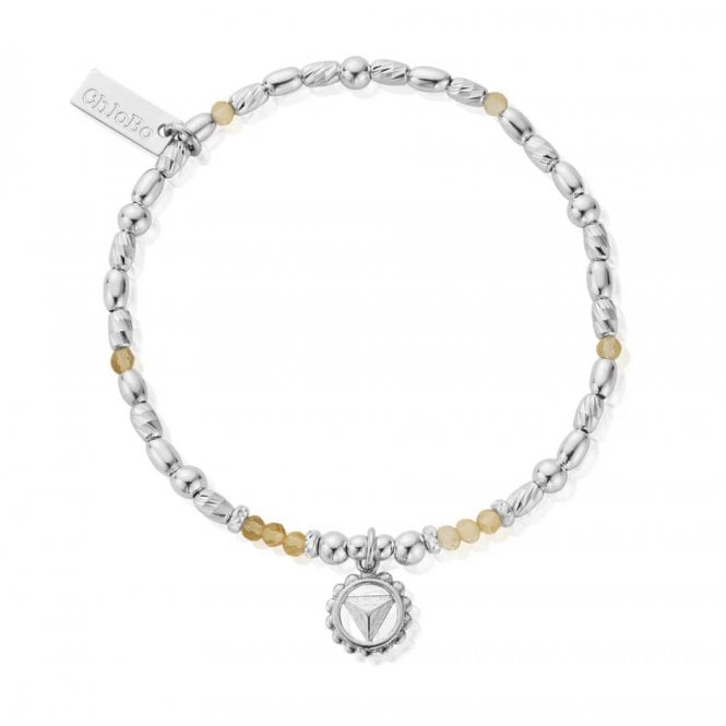 ChloBo Citrine Solar Plexus Chakra Silver Bracelet