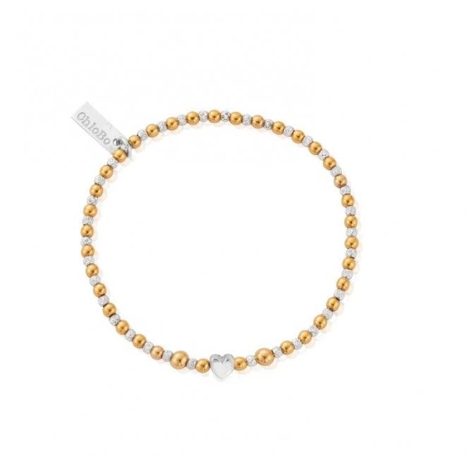 ChloBo Gold Plated & Silver Inset Heart Bracelet