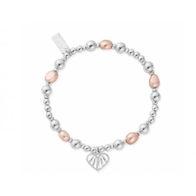 ChloBo Loving Heart Pink Pearl Bracelet