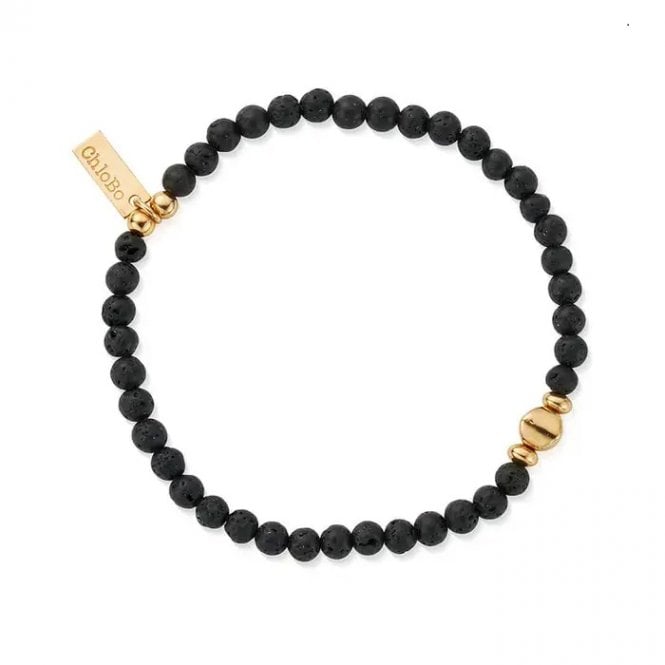 ChloBo Men 's Gold Black Lava Bracelet GBBLBULM