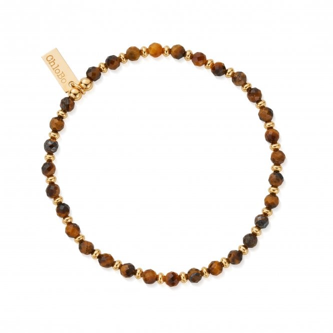 ChloBo Men 's Gold Tiger's Eye Mini Disc Bracelet GBTEMDM