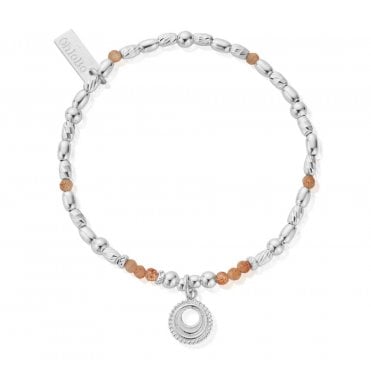 ChloBo Peach Moonstone Sacra Silverl Chakra Bracelet