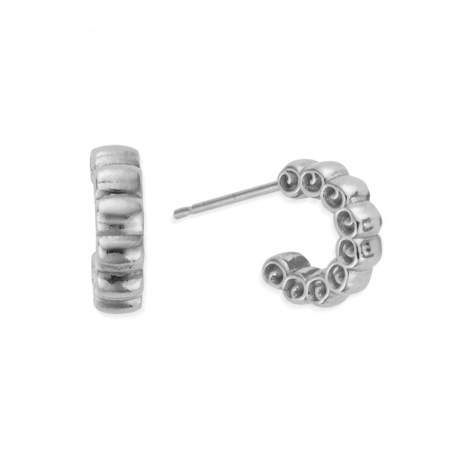 ChloBo Ruffle Huggie Hoop Earrings Silver