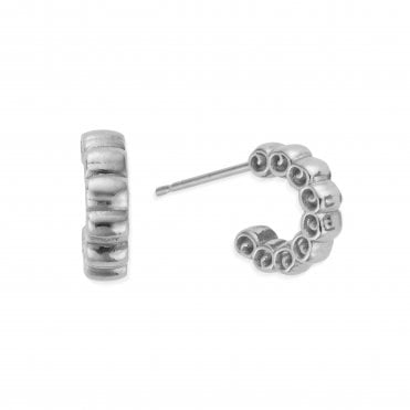 Chlobo Ruffle Huggie Hoop Earrings Silver