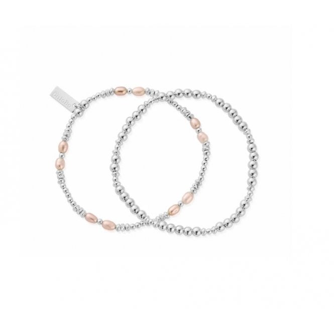 ChloBo Set of Two Silver And Pink Pearl