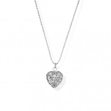 ChloBo Silver Filigree Heart Diamond Cut Chain Necklace