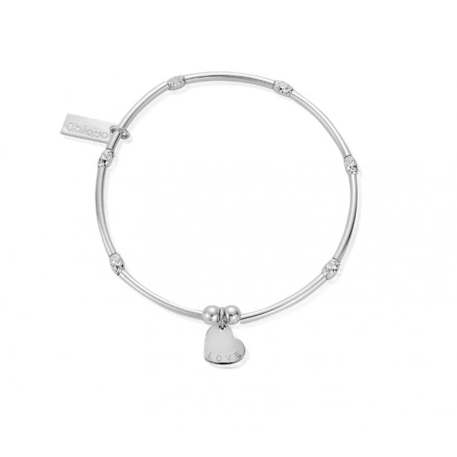 ChloBo Silver Mini Noodle Sparkle Love Disc Bracelet