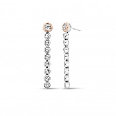 Celeration White Topaz Hoop & Drop Earrings