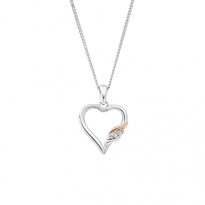 Clogau Past Present Future Heart Silver Pendant & White Topaz
