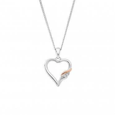 Past Present Future Heart Silver Pendant & White Topaz