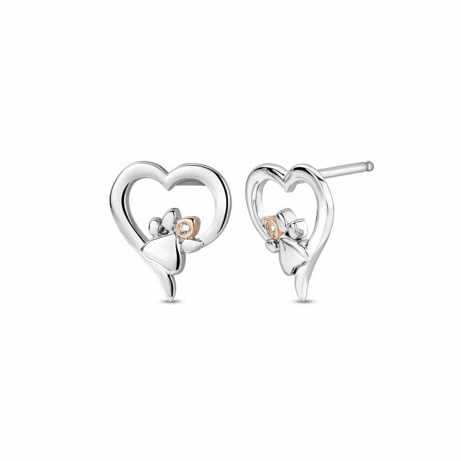 Clogau Paw Print Heart Topaz Stud Earrings