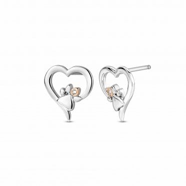 Clogau Paw Print Heart Topaz Stud Earrings