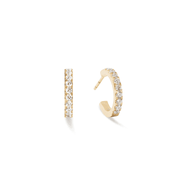 15mm Stainless Steel Yellow Plated CZ Hoop Earrings