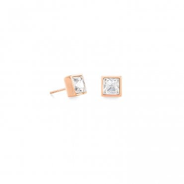 Coeur de Lion Square Crystal Rose Gold Plated Studs