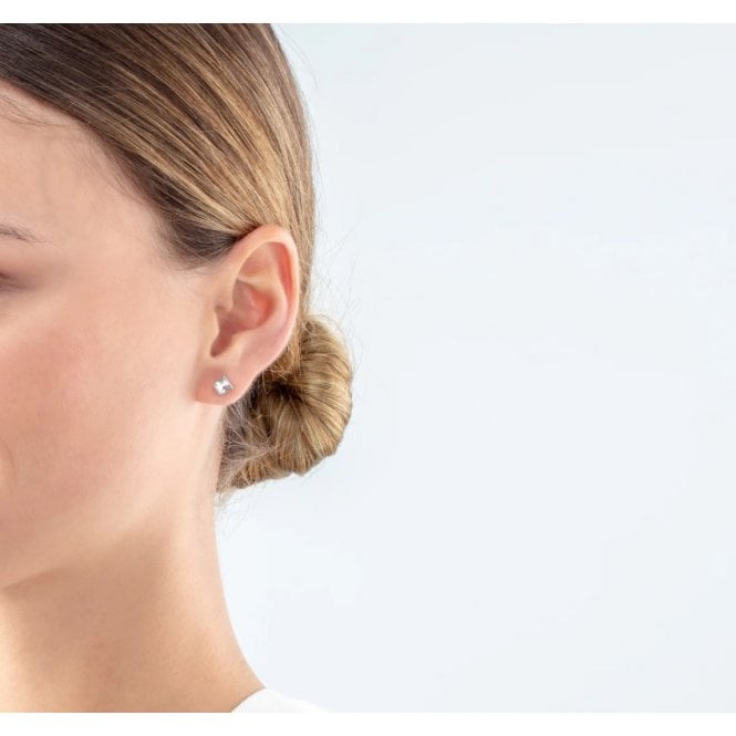 Coeur De Lion Square Stainless Steel CZ Stud Earrings