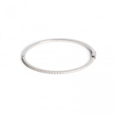Coeur de Lion Stainless Steel 17cm CZ Bangle