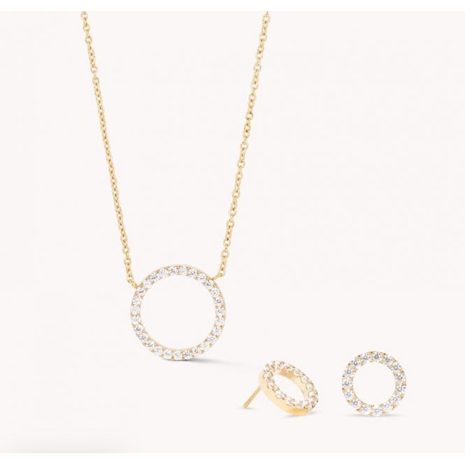 Coeur De Lion Yellow Gold Circular CZ Necklace