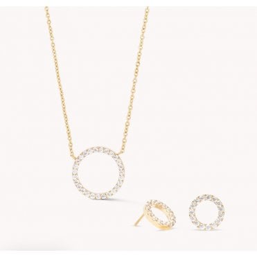 Coeur de Lion Yellow Gold Circular CZ Necklace