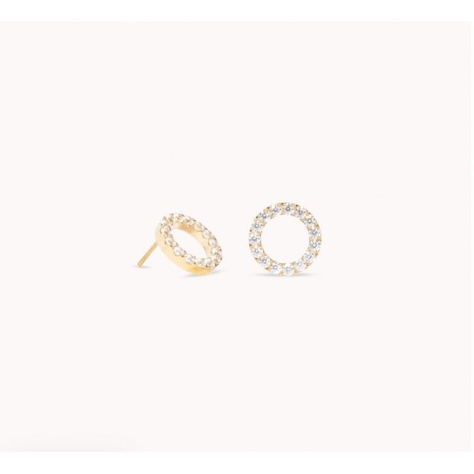 Coeur De Lion Yellow Gold Plated CZ Circular Stud Earrings