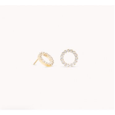 Coeur de Lion Yellow Gold Plated CZ Circular Stud Earrings