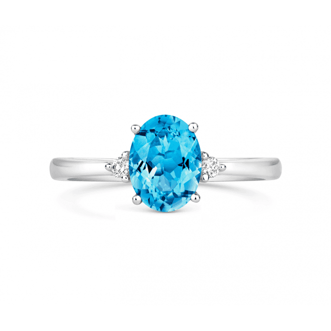 Coloured Stones 18ct White Gold Oval Blue Topaz Ring 