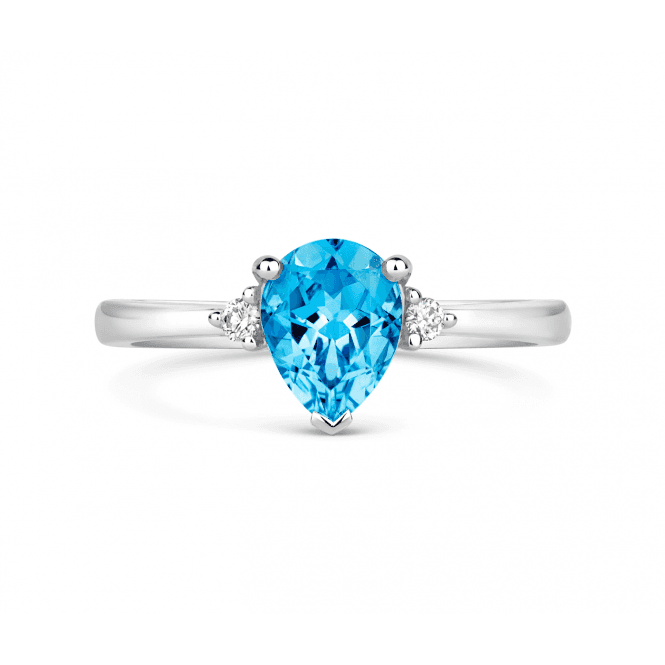 Coloured Stones 18ct White Gold Pear shape blue topaz ring