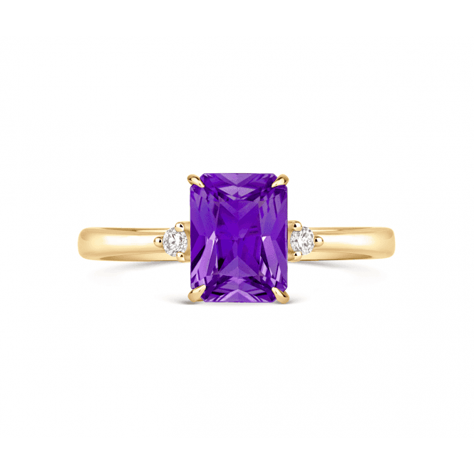 Coloured Stones 18ct Yellow Gold Emerald cut Amethyst ring 