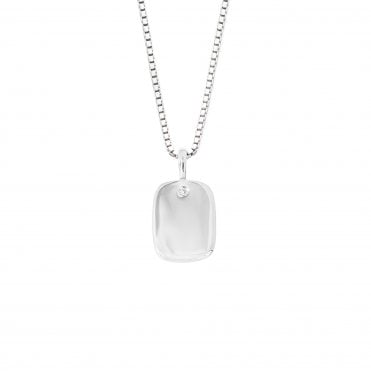 D for Diamond Rectangular Recycled Silver Dog Tag