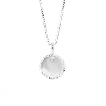 D for Diamond Round Recycled Silver Tag Pendant