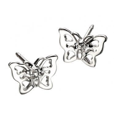 D For Diamond Silver Filgree Butterfly Earrings