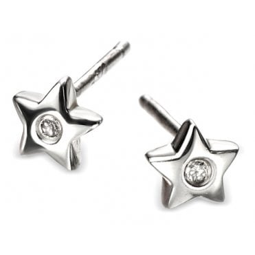 D For Diamond Silver Start Stud Earrings