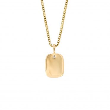 D for Diamond Yellow Gold Plated Dog Tag