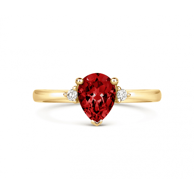 Diamond Rings 18ct Yellow gold Pear shaped Garnet ring