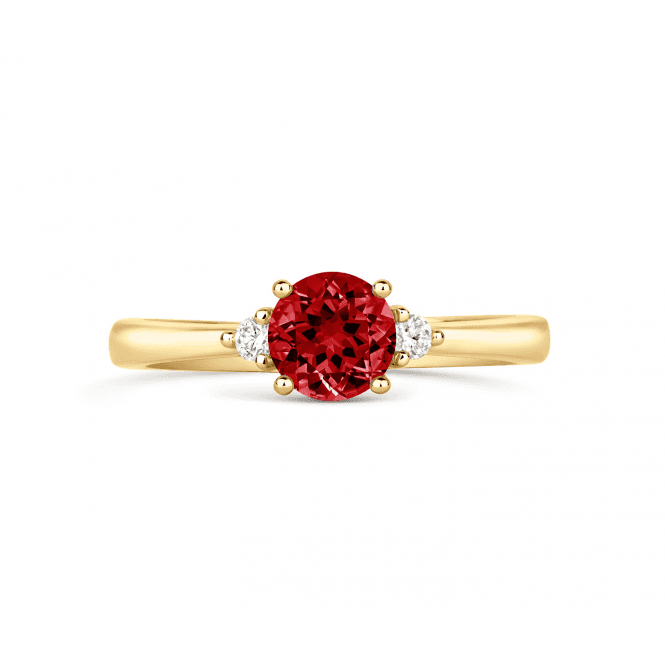 Diamond Rings 18ct Yellow Gold Round garnet ring 