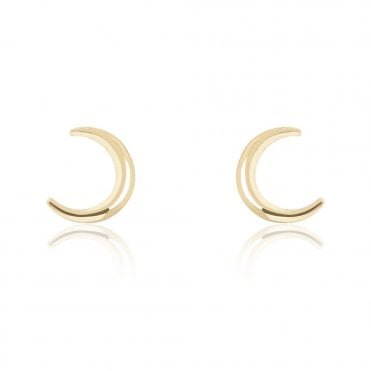 Drop Crescent Moon Earrings Gold