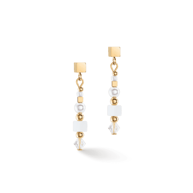 Coeur De Lion Earrings Square Stripes gold-white