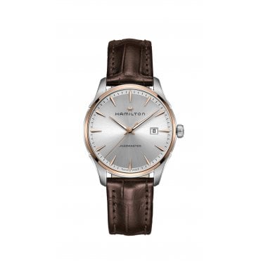 Hamilton Jazzmaster Brown Strap Quartz Rose Bezel H32441551