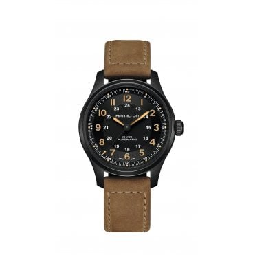 Hamilton Titanium Black Khaki Field Leather H70665533