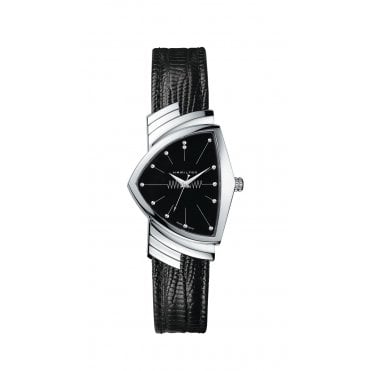 Hamilton Ventura Quartz Black Leather Strap SS H24411732