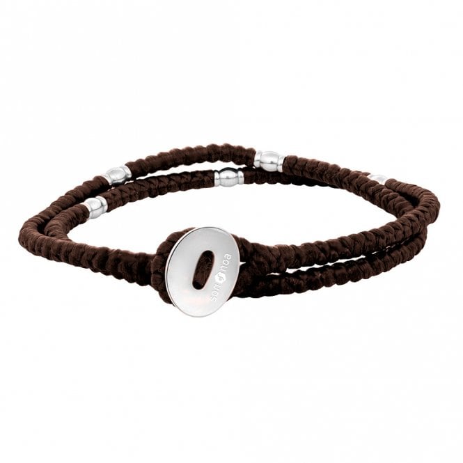 Mens Double Brown Cord Wrap Bracelet Steel Clasp